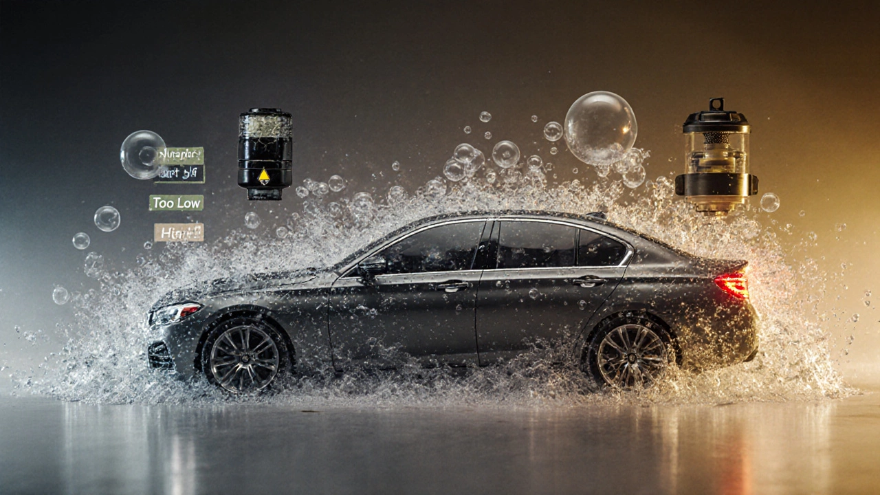 Воздушные пузыри и закрытая заливная горловина блокируют движение автомобиля.