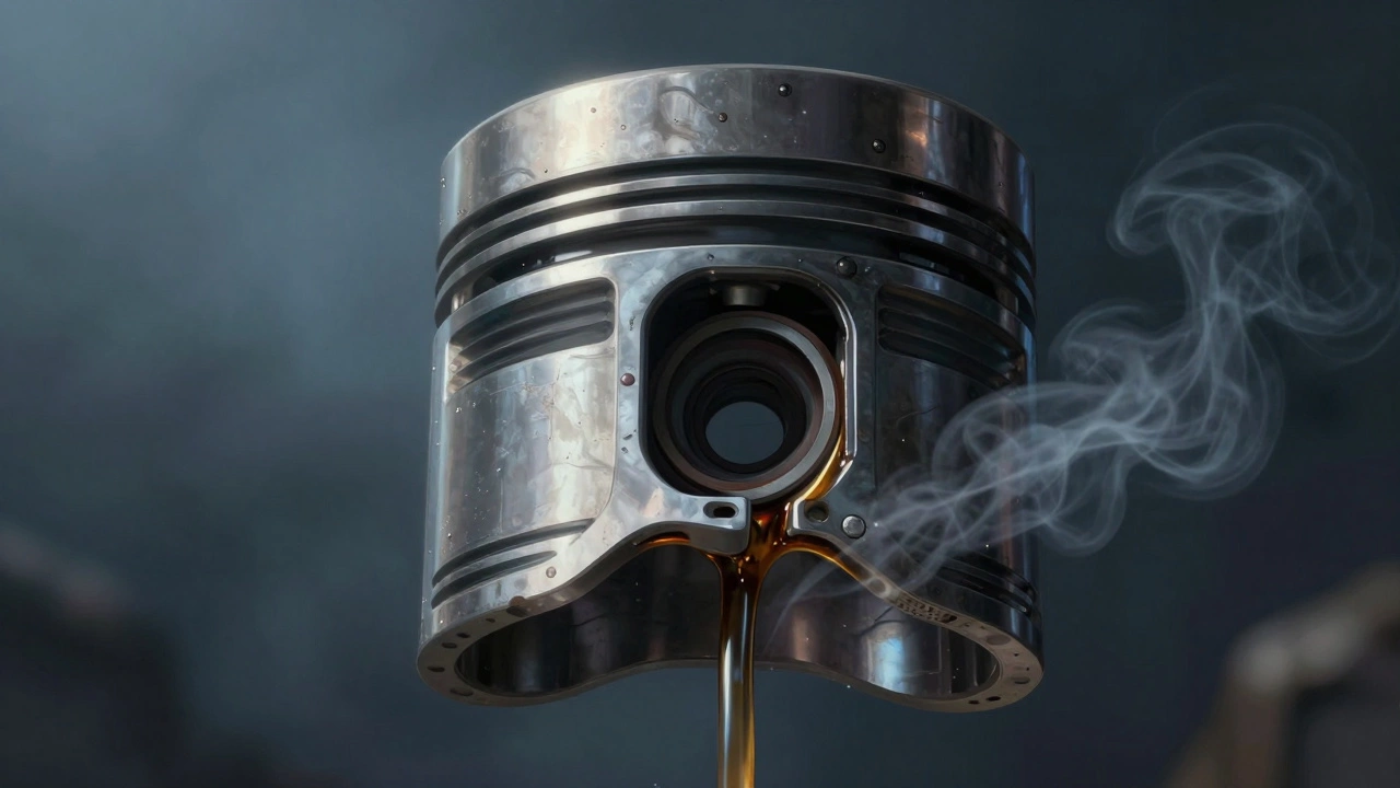 Схематичное изображение износа поршневых колец и дыма в цилиндре