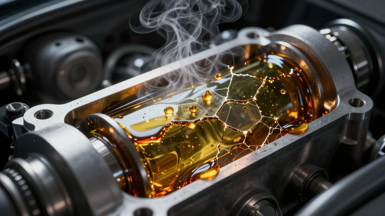 Схематичное изображение окисления масла и конденсата внутри двигателя