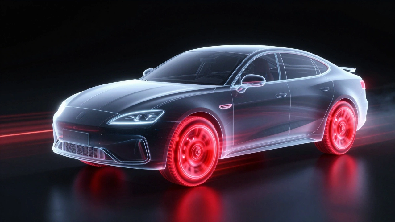 Схематичное изображение перераспределения нагрузки на тормоза при торможении